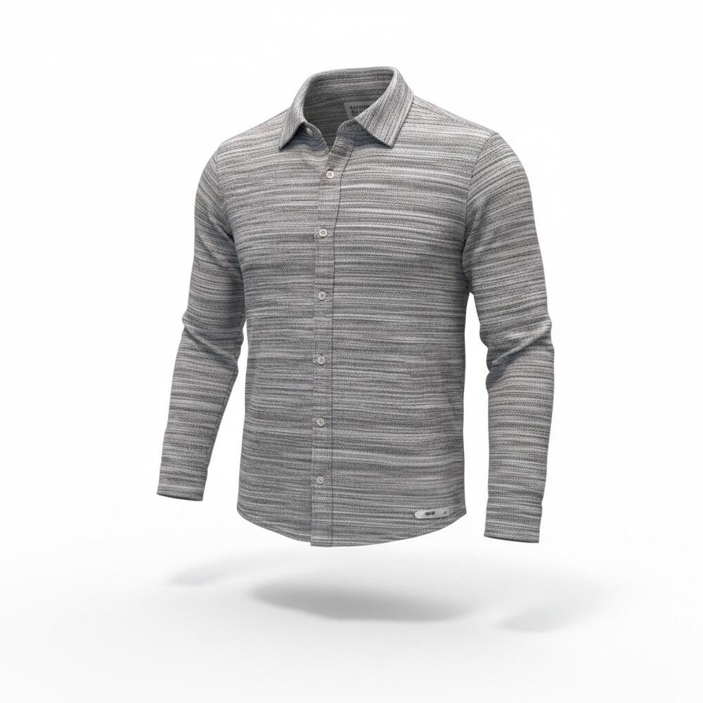 Vintage Scotch & Soda Amsterdam Men's M Gray Striped Stretch Shirt